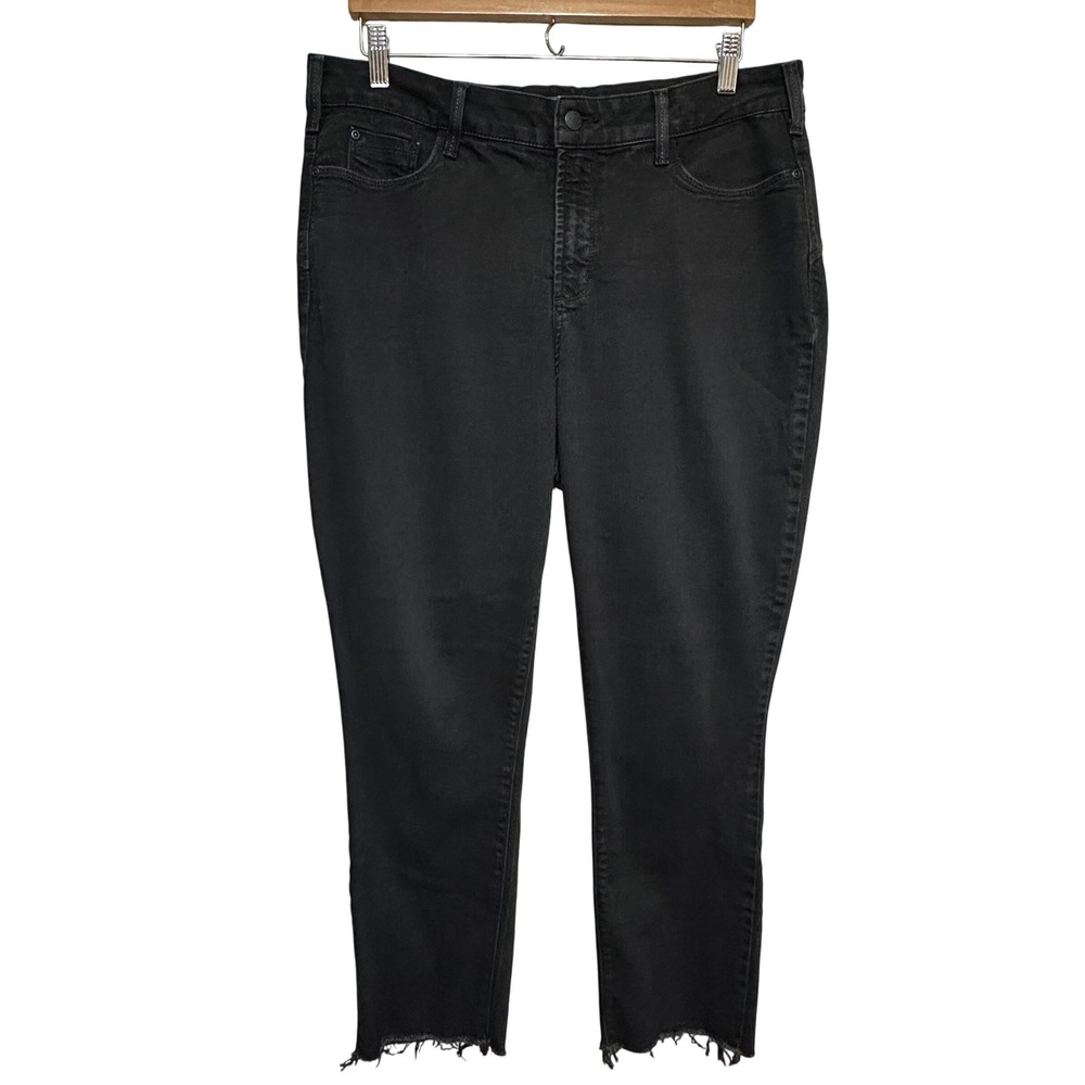 NYDJ Alina Jean Legging Womens 14 Black Denim‎ Lift Tuck Stretch High Rise Fray